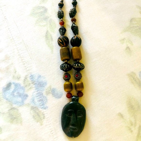 Tribal Style Necklace with Stone Pendant - Picture 2 of 2